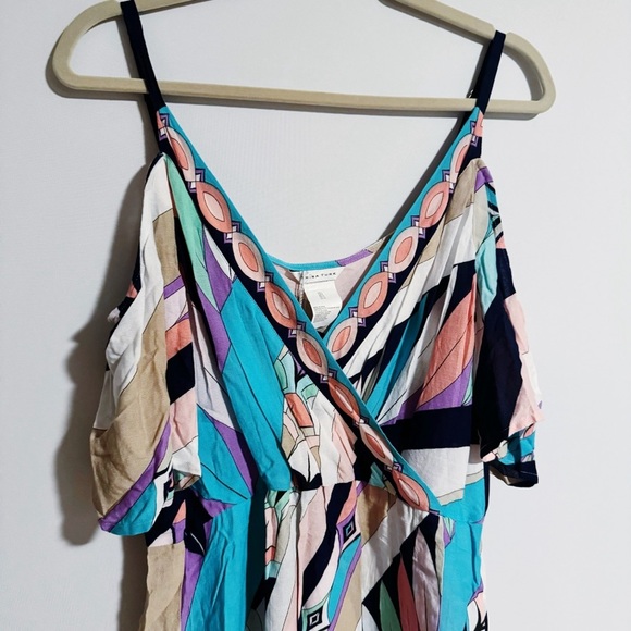 Trina Turk - Multicolored Retro Print Cold Shoulder Dress - Picture 2 of 5